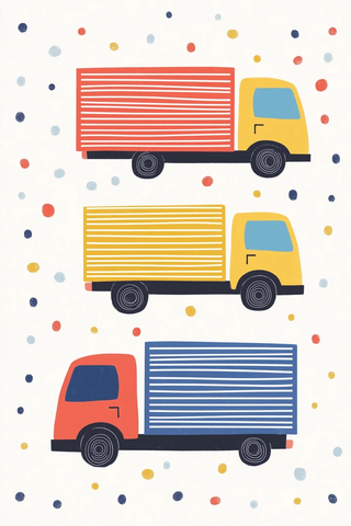 条纹卡车与波点背景