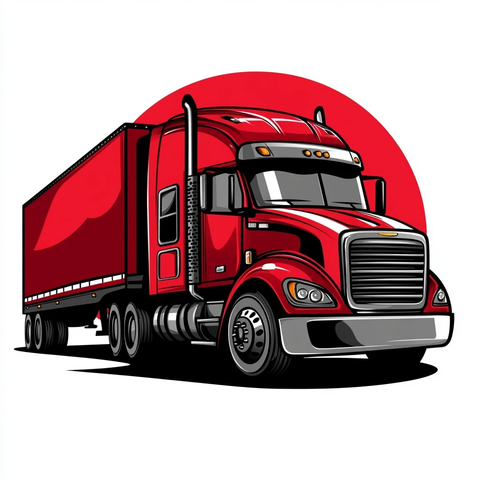 红色卡车侧面矢量标志设计
