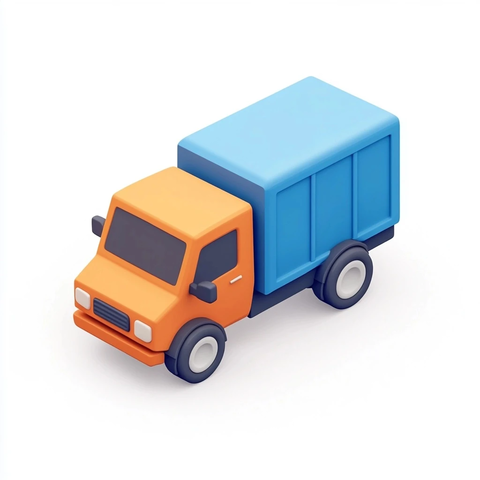 蓝色橙色小卡车侧视图