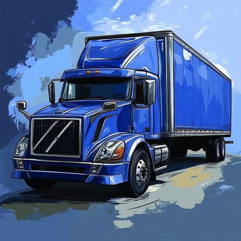 蓝色沃尔沃卡车拖车