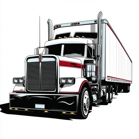 白色牵引车配尺干货挂车