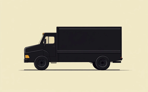 扁平风配送卡车线条图