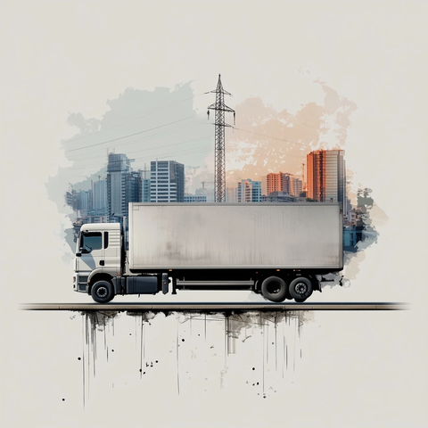 电动卡车城市背景