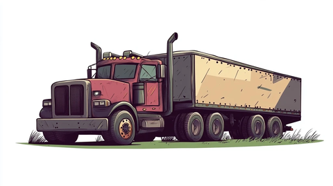 卡车拖车扁平插画