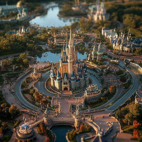迪士尼城堡鸟瞰全景