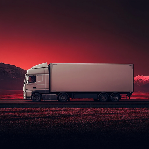 白色卡车与深红背景