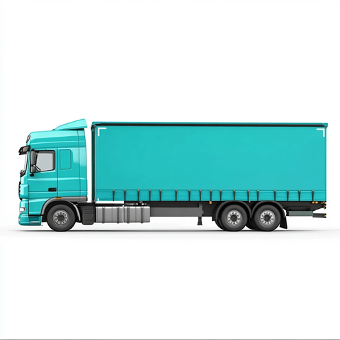 海绿与海蓝物流卡车侧视图