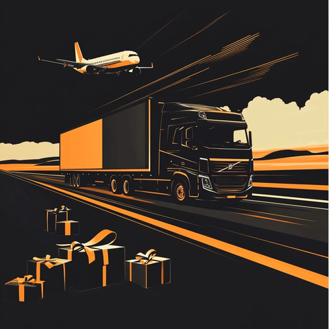 黑色卡车路途礼盒飞机