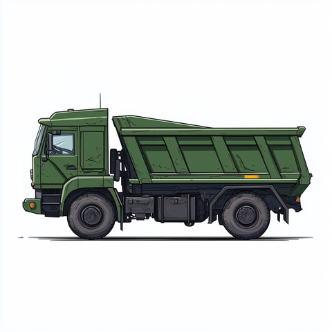 绿色垃圾车侧面插画