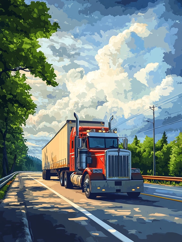 重型卡车行驶在道路