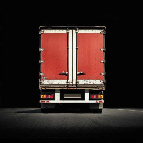 红色白色卡车背面黑色背景