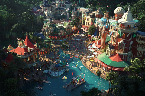 充满欢乐氛围的主题乐园鸟瞰全景