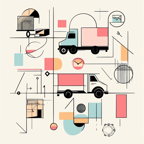 快递卡车手表抽象插图