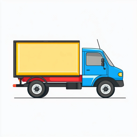 蓝色卡车黄色驾驶室红色车轮