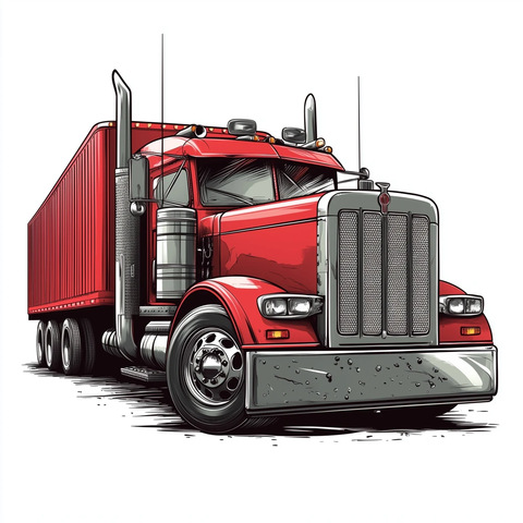 长鼻彼得比尔特卡车矢量图