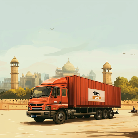 品牌卡车展示多种货物运输