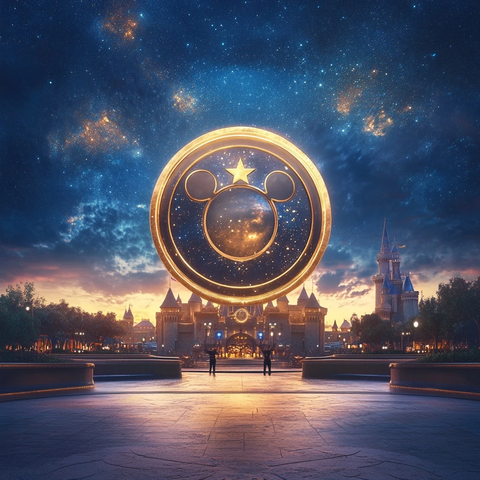 迪士尼城堡前的星空标志夜景