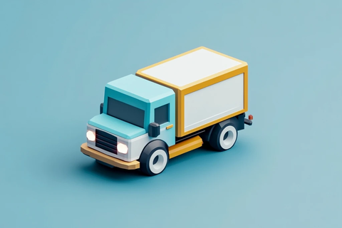 像素艺术自动卡车低多边形模型