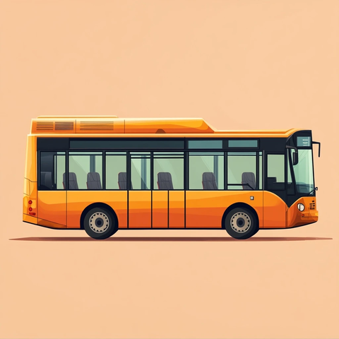 卡通风格公交车右侧图像
