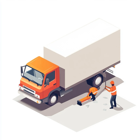 小货车旁两人清除涂鸦