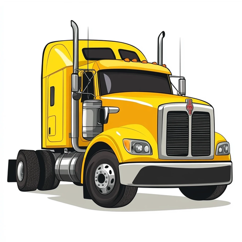 黄色重型卡车矢量图