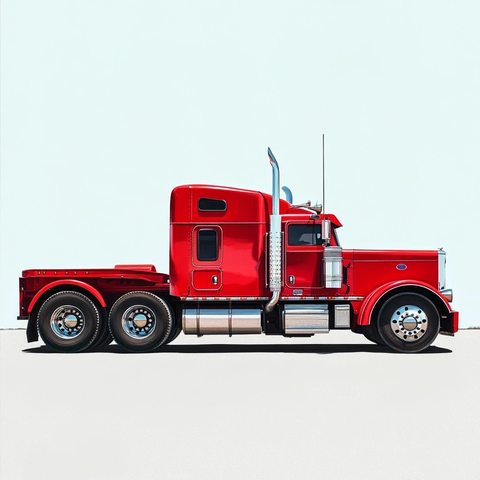 红色大卡车白底照片