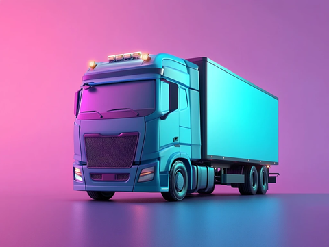 蓝色卡车金属材质渲染