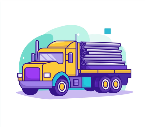 卡车运载金属条扁平设计