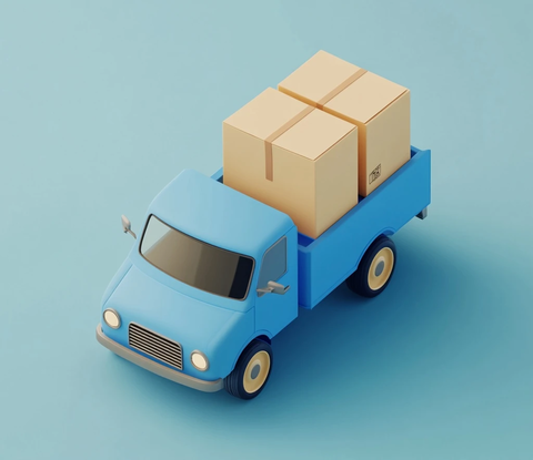 蓝色货车装载货物图