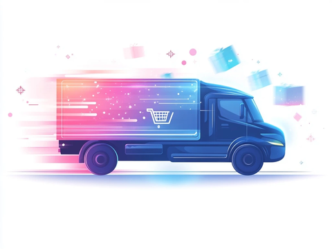 现代配送车与节日元素