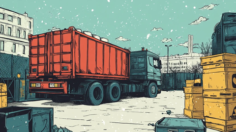 危险品卡车手绘插图
