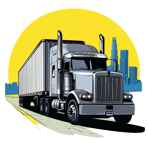 卡车迎面驶来插画