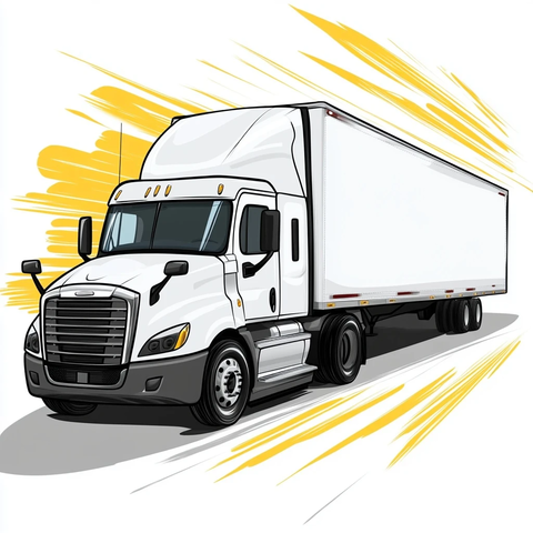 卡通风格白色卡车标志