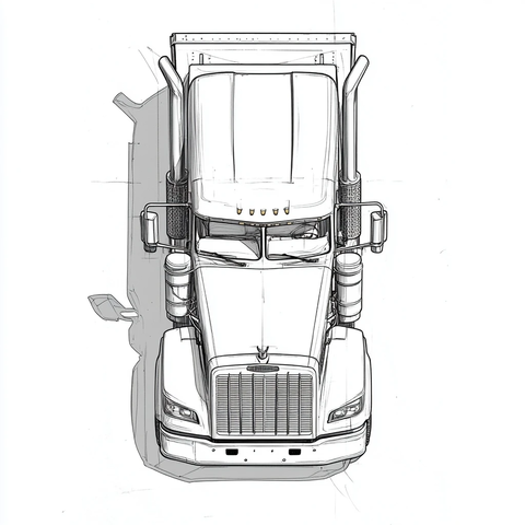 半挂卡车空中俯视图