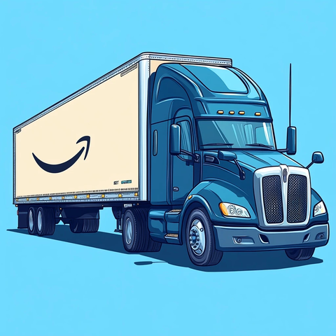 亚马逊货运拖车插画