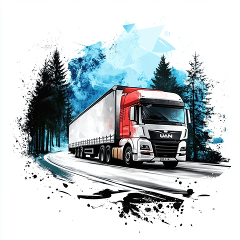 白色拖拉机红色拖车加速行驶