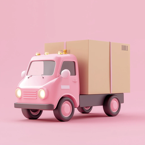 粉色卡车运送密封箱