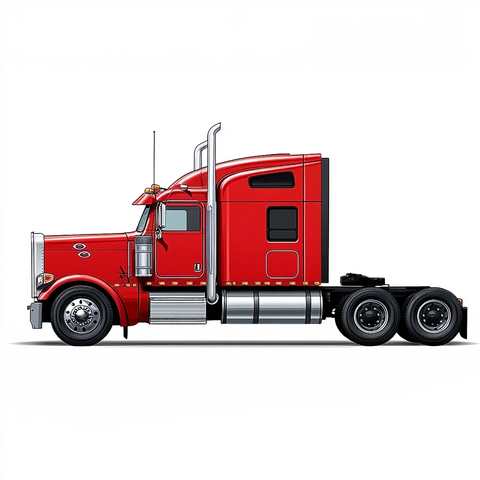 白色背景平视彼得比尔特卡车