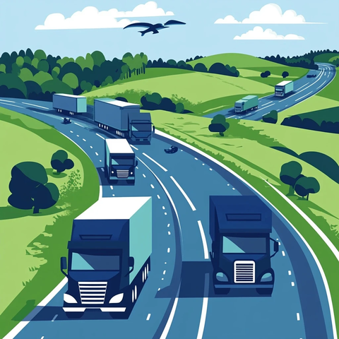 卡车运输货物在公路上