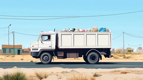 白色卡车侧面垃圾收集