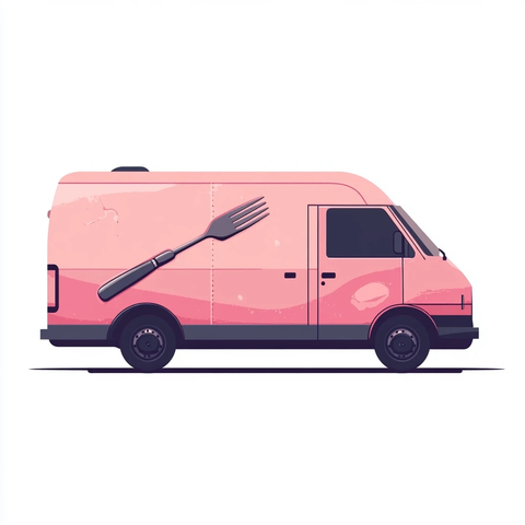 送餐车刀叉标志插画