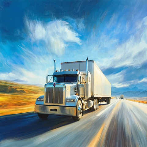 货运卡车穿越边境线