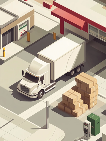 白色卡车送货到加油站