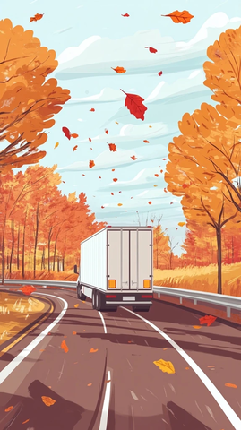 秋季物流车高速公路行驶