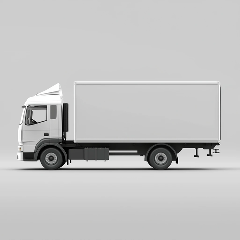 白色卡车侧面视角