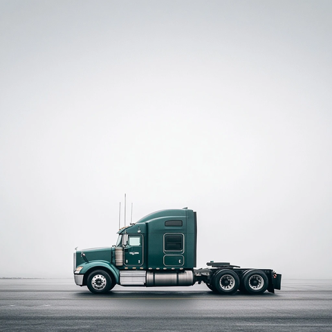 深绿色卡车宽角镜头