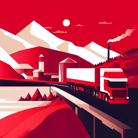 红色扁平风格出口商标志