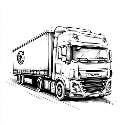 烟草运输车线稿插画