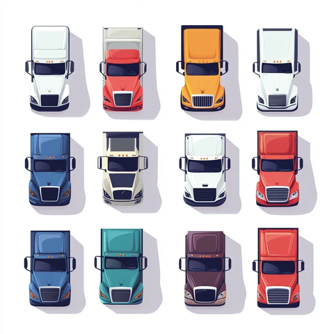 彩色卡车收藏顶视图