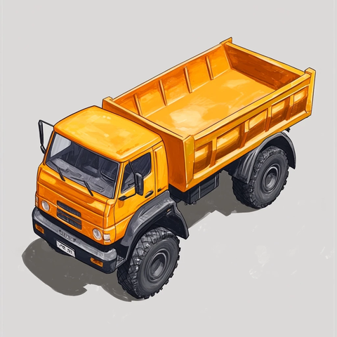 卡通风格卡玛兹玩具车俯视图